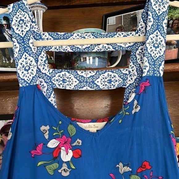 MATILDA JANE Perfectly Polished Royal Blue Floral Sundress, Size Medium, GUC. - Picture 5 of 7